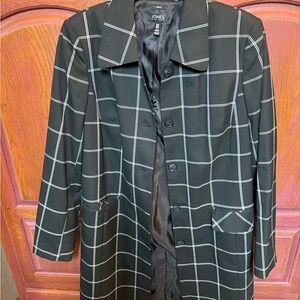 Jones New York Black Windowpane Coat